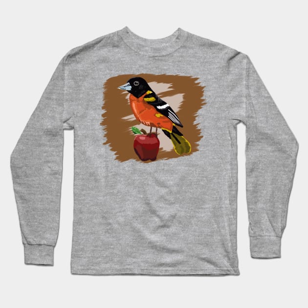 Midwest Oriole over a Earthy Background Long Sleeve T-Shirt by BjernRaz
